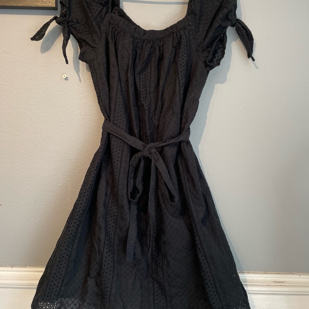 Black Lacey dress with belt tie.